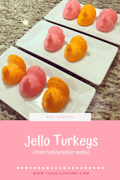 Jello For Thanksgiving, Thanksgiving Jello Mold, Creamy Jello Jigglers, Thanksgiving Jello Recipes, Thanksgiving Jello Desserts, Jello Thanksgiving, Thanksgiving Jello, Turkey Sides, Butter Sculpture