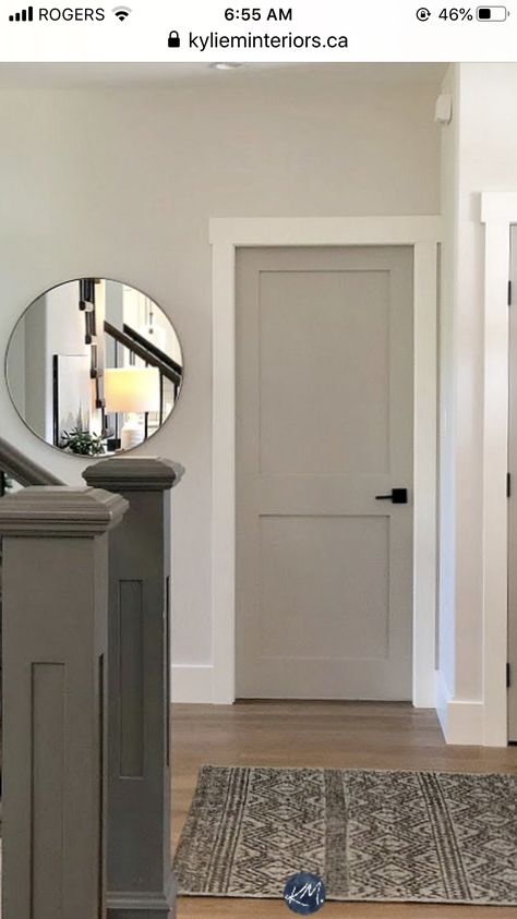 Pictures Of Interior Doors, White Door Dark Trim, Accent Door Colors Interior, Contrasting Door And Trim, Painting Internal Doors, Griege Interior Door, Colored Interior Doors White Trim, Door Frame Color Ideas, Doors Without Trim