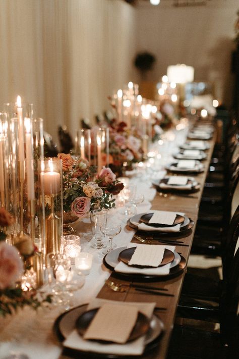 Lush Fall Wedding, Wedding Table Decorations Dusty Rose, Fall Dusty Rose Wedding, Mauve And Copper Wedding, Dusty Rose Autumn Wedding, Spring Decor Wedding, Copper And Pink Wedding, Dusty Pink Wedding Centerpieces, Art Deco Centerpiece Wedding