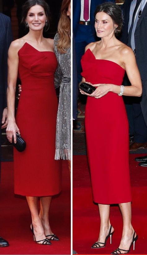 Queen Letizia Style, Spanish Queen, Letizia Of Spain, Queen Letizia, Bold And Beautiful, The Flag, Mid Length Dresses, Royal Fashion, Guest Dresses