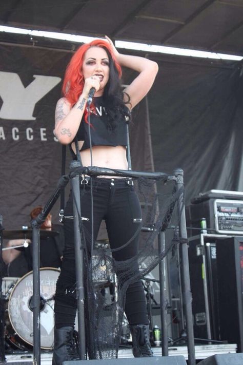 ashley costello Black Parade Album, New Years Day Band, Ash Costello, Ashley Costello, Metal Concert, Ladies Of Metal, Festival Inspo, Vampire Goth, Goth Look