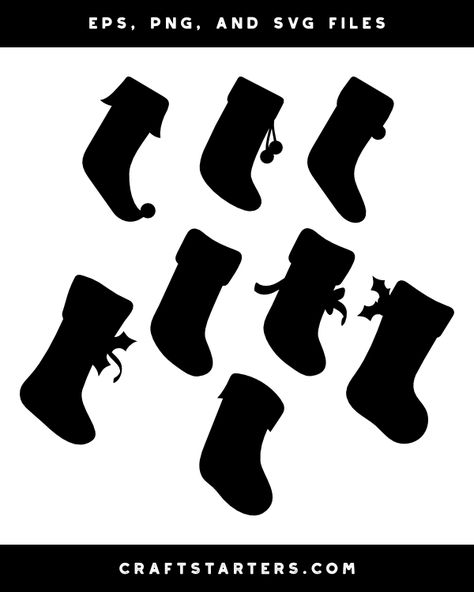 Christmas Stocking Silhouette Clip Art Winter Silhouette, Cricut Svgs, Silhouette Clip Art, Christmas Socks, Free Clip Art, Free Christmas, Png Transparent, Cricut Crafts, Christmas Stocking