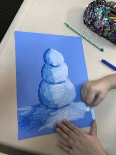 Third Grade Winter Art Projects, Christmas Art Aesthetic, 3rd Grade Art Lesson, Third Grade Art, Snowmen At Night, Winter Art Lesson, Christmas Art Projects, 2nd Grade Art, Winter Art Projects