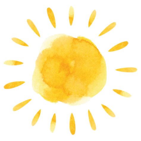 Yellow Illustration, Paint And Drink, Sun Drawing, Sun Painting, Yellow Watercolor, Sun Illustration, Sun And Water, Watercolor Sunflower, Happy Paintings