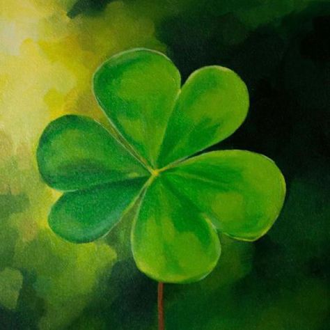 Luck Painting, Clover Painting, Shamrock Clipart, Saint Patricks Day Art, Paint Night, Holiday Painting, Paintings Prints, Paint And Sip, Acrylic Oil Painting