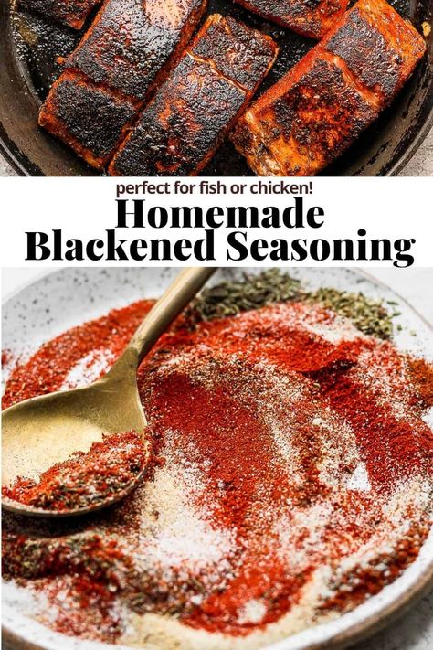 Blackened Seasoning - a flavorful and delicious blackened seasoning recipe that is perfect for so many recipes! #blackenedseasoning #blackenedseason Blackened Seasoning Recipe Fish, Blacken Seasoning Recipe, Blackened Seasoning Recipe, Homemade Blackened Seasoning, Seasoning For Fish, Blackened Seasoning, Spice Mix Recipes, Burnt Food, Seasoning Recipe