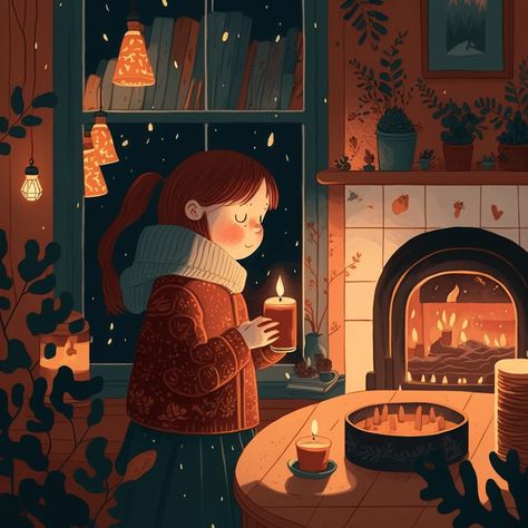 Midjourney created Cozy Fireplace Illustration, Cozy Fireplace Drawing, Cozy Drawing Illustration, Cozy Christmas Illustration, Cozy Home Illustration, Lofi Christmas, Fireplace Illustration, Hygge Illustration, Cozy Illustration