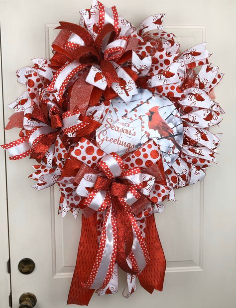 Mesh Wreath Christmas, Valentines Door, Christmas Front Door Wreath, Cardinal Wreath, Diy Valentines Day Wreath, Valentines Door Hanger, Christmas Mesh Wreath, Deco Mesh Wreaths Diy, Christmas Front Door