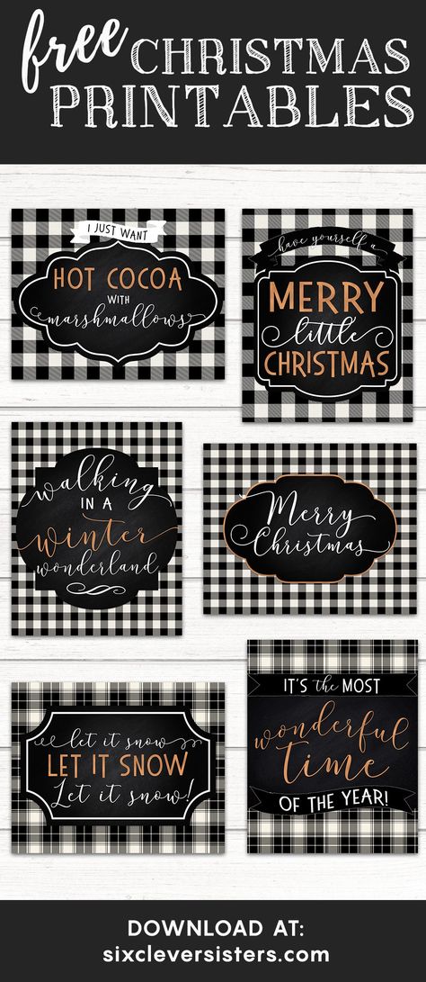 Black And White Christmas, Plaid Christmas Decor, Buffalo Check Christmas, Christmas Farmhouse, Plaid Christmas Tree, Winter Wonderland Christmas, Printables Free, Buffalo Plaid Christmas, Free Christmas Printables