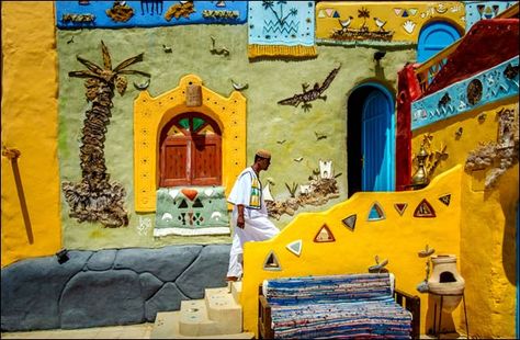 Nubian Houses, Nubian Village, Aswan Dam, National Geographic Photo Contest, Aswan Egypt, Life In Egypt, African Architecture, Visit Egypt, Egypt Travel