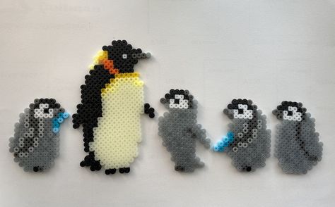 Penguin mother and babies perler beads Perler Beads Penguin, Penguin Perler Bead Patterns, Perler Penguin, Penguin Perler Beads, Melt Beads Patterns, Pony Bead Projects, Penguin Crafts, Perler Creations, Pearl Beads Pattern