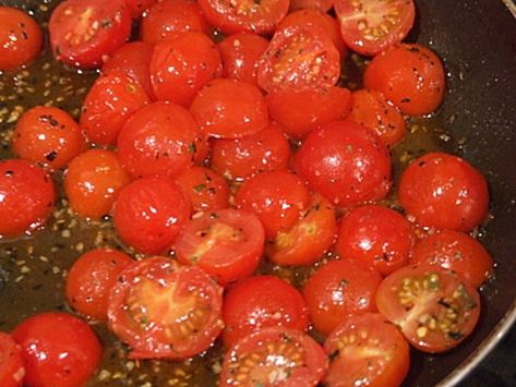 sauteed cherry tomatoes Sauteed Cherry Tomatoes, Tomato Ideas, Basil Salt, Cherry Tomato Recipes, Bacon Pizza, Tomatoes Recipe, Recipe Girl, Side Dish Recipes Easy, Tomato Recipes