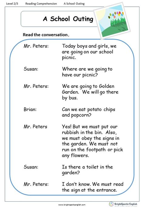 Conversation For Kids, English Reading Comprehension, English Comprehension, Conversation English, English Conversation For Kids, Student Worksheet, English Conversation Learning, Reading Comprehension Kindergarten, English Stories For Kids