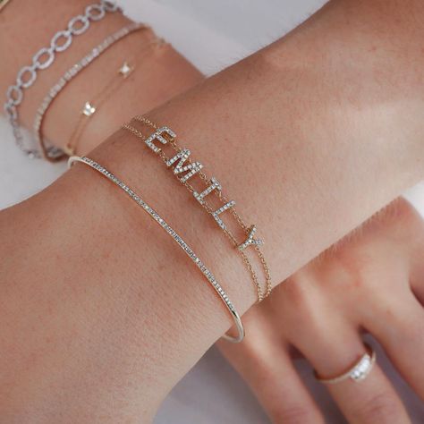 Anklet Design, Pave Bracelet, Bracelets Gold Diamond, Classy Jewelry, Initial Bracelet, Rose Gold Bracelet, Name Bracelet, 925 Silver Jewelry, Custom Bracelets