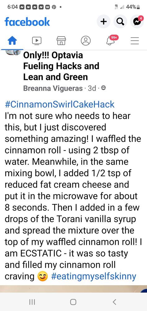 Optavia Cinnamon Roll Hack, Optavia Cinnamon Roll Cake Mix Hack, Optavia Hacks, Fueling Hacks, Optavia Recipes, Green Meals, Cake Hacks, Waffle Cake, Cinnamon Roll Cake