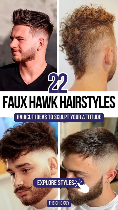 22 Trendy Faux Hawk Haircuts for a Bold Look in 2024 Drop Fade Faux Hawk, Short Faux Hawk Men Fade, Mens Faux Hawk Hairstyles, Euro Hawk Haircut, Faux Hawk Men Fade, Faux Hawk Boys, Fauxhawk Fade Men, Fohawk Haircut Fade, Boys Faux Hawk