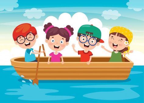 Cute little children on boat Premium Vec... | Premium Vector #Freepik #vector #kids #children #summer #nature Boat Clipart, Galaxy Drawing, Ride Drawing, Beach Activity, Transport Illustration, Kids Boat, Galaxy Drawings, Boat Cartoon, Boat Stickers