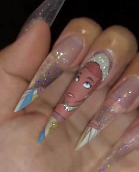 Anastasia Nails, Anastasia Disney, Disney Anastasia, Princess Anastasia, Princess Nails, Disney Inspired Nails, Vegas Nails, Nail Tutorial Videos, Miami Nails