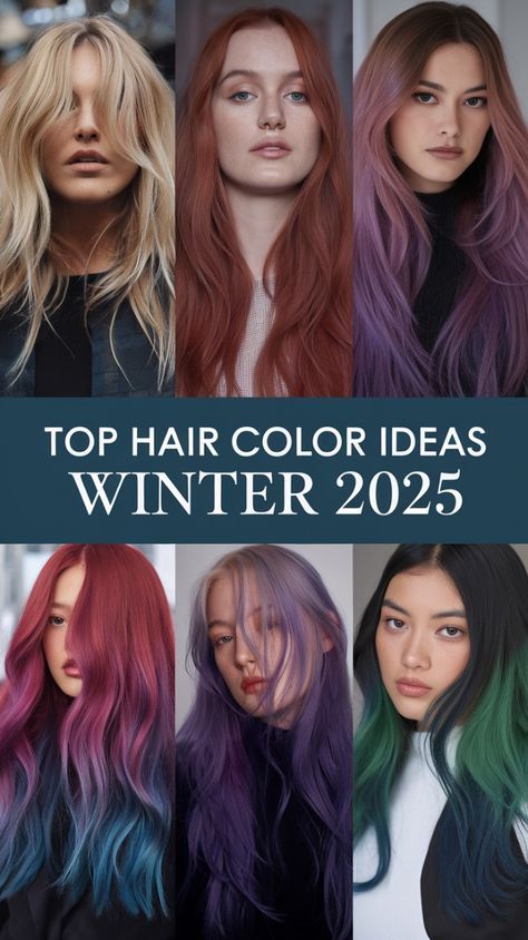 Trendy Winter Hair Color 2024 - 2025, Winter 2024 Hair Color Trends, Winter Hat Hairstyles, John Frieda Brilliant Brunette, Winter Hair Colors, Punky Color, Redken Color, Bold Statements, Dark Complexion