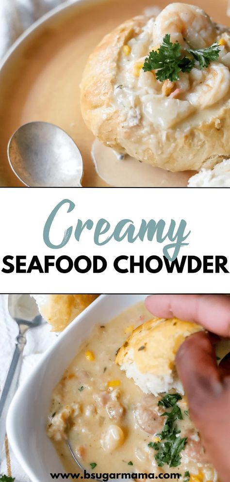 🍤 Cozy up with our Creamy Seafood Chowder! This delicious, velvety dish is a seafood lover's dream. Grab the recipe now and indulge in the flavors of the sea. #seafood #soup #chowder Seafood Chowder Recipe Easy, Seafood Chowder Recipes, Creamy Seafood Chowder, Seafood Chowder Recipe Creamy, Seafood Chowder Recipe, Best Seafood Chowder Recipe, Seafood Chowder Soup, Chowder Recipes Seafood, Seafood Chowder