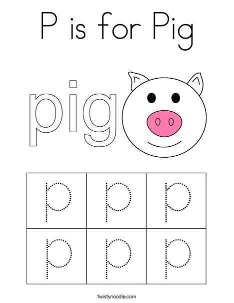 P is for Pig Coloring Page - Twisty Noodle P Is For Pig Craft, Pig Worksheets Preschool, Pig Activities For Preschool, Montessori Worksheets, Story Time Activities, Kindergarten Animals, Halloween Zoo, Preschool Animals, Winter Classroom Ideas