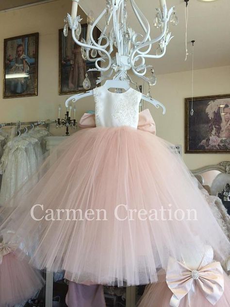 Mini Bride, Blush Skirt, Waistline Dress, Blush Flower Girl Dresses, Girls Bridesmaid Dresses, Bride Flower, Ivory Skirt, Princess Flower Girl Dresses, Blush Bridesmaids