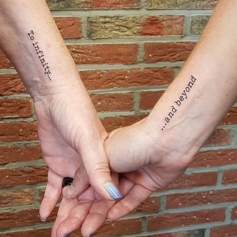 And Beyond Tattoo, I Love You To Infinity And Beyond Tattoo, To Infinity And Beyond Tattoo Couple, Aunt And Nice Tattoos, Aunt And Niece Tattoos, Niece And Aunt Tattoos, Niece Tattoo Ideas For Aunt, Niece Tattoo Ideas, Aunt And Niece Tattoo