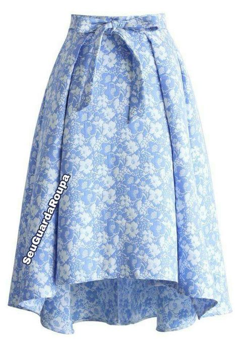 Floral Printed Skirt, Waterfall Skirt, Flower Print Skirt, Blue Floral Skirt, Peplum Tops, Pretty Skirts, Jacquard Skirt, Textured Skirt, Led Dress