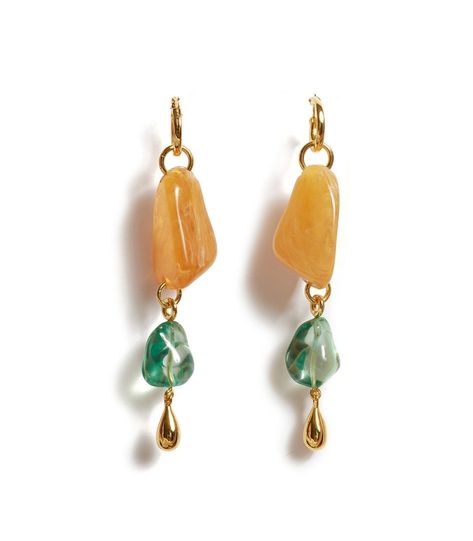 LIZZIE FORTUNATO Waterfall Earrings in Multi. #lizziefortunato Stone Waterfall, Waterfall Earrings, Mineral Green, Street Style Shop, Chasing Waterfalls, Lizzie Fortunato, Top Design Fashion, Statement Earring, Green Beads