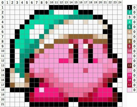 Simple Cute Pixel Art, Kirby Alpha Pattern, Pixel Art Kirby, 32x32 Pixel Art Grid, Art Perle, Easy Pixel Art, Pixel Art Templates, Perler Art, Pixel Drawing