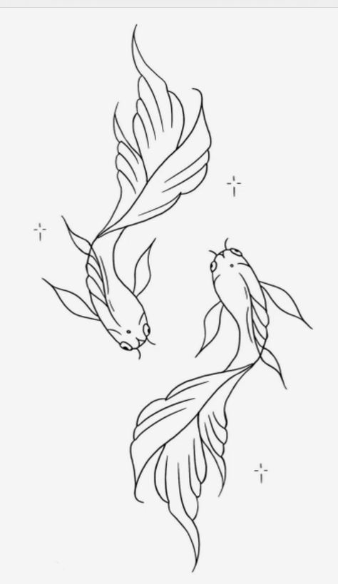 Koi Fish Silhouette Tattoo, Coy Fish Tattoo Stencil, Line Art Japanese, Pisces Flash Tattoo, Koi Fish Line Tattoo, Koi Fish Tattoo Outline, Tattoo Ideas Pisces, Tattoo Designs Pisces, Koi Fish Tattoo Stencil