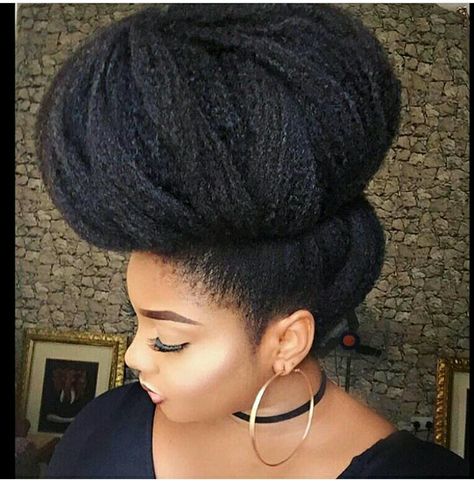 The Blacker The Berry, Big Bun Hair, Big Bun, Beautiful Natural Hair, High Bun, Natural Hair Updo, Hair Laid, Long Natural Hair, Natural Hair Inspiration