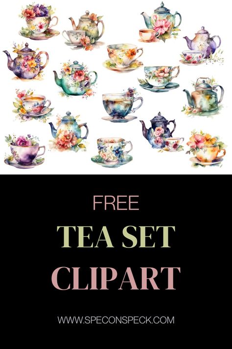 watercolor tea clipart images Tea Party Clipart Free, Tea Party Invites, Tea Party Clipart, Drinks Clipart, Tea Clipart, Small Tea Cups, Party Clipart, Stitching Cards, Time Images