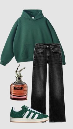 Adidas Winter Outfit, Green Hoodie Outfit, Looks Pinterest, Uni Outfits, Outfit Inspo Casual, Neue Outfits, Hoodie Outfit, Cute Everyday Outfits, 가을 패션