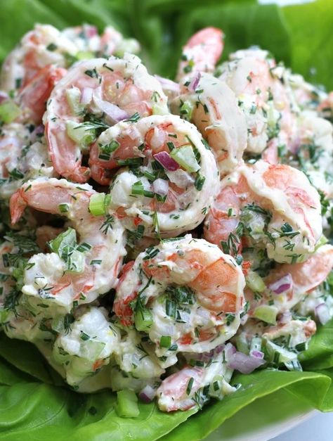 Cold Shrimp Salad Recipes, Creamy Salads, Recipe With Dill, Shrimp Salads, Cold Shrimp, Summer Shrimp Recipes, Grilled Shrimp Salad, Salad With Dill, Shrimp Salad Recipe