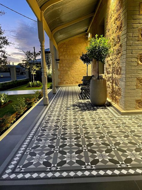 Tessellated Gallery 20 - Renditions Tiles Terrace Flooring Ideas Outdoor, Tiled Verandah, Outdoor Wall Tiles Ideas, Front Porch Tile Ideas, Terrace Tiles Outdoor, Terrace Flooring, Porch Tiles, Outdoor Tiles Floor, Outdoor Tile Patio