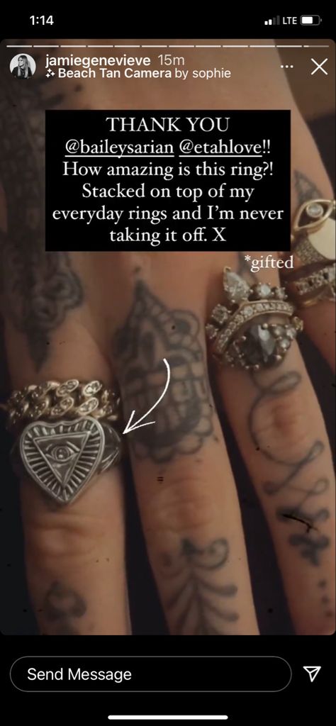 Jamie Genevieve Wedding, Jamie Genevieve Tattoo, Jamie Genevieve Jewelry, Sophie And Jamie Wedding, Jamie Genevieve, Jamie Genevieve Lip Piercing, Beach Tan, Everyday Rings, Gold Jewelry