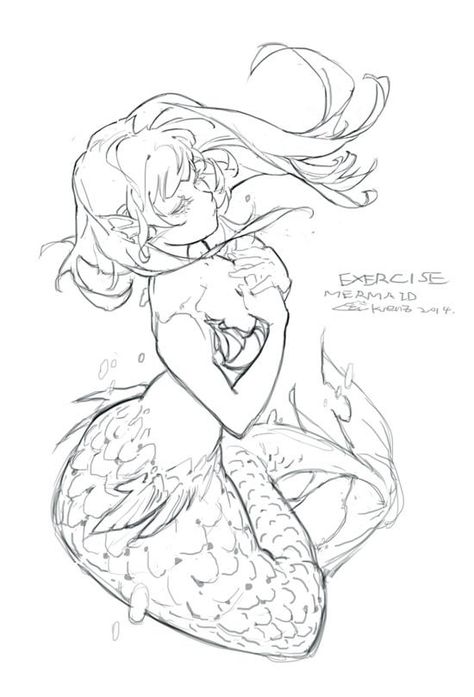 Mermaid Exercise, Magic Creatures, Photo Manga, Mermaid Pose, Mermaid Drawings, Sketch Pencil, 캐릭터 드로잉, Arte Sketchbook, Poses References