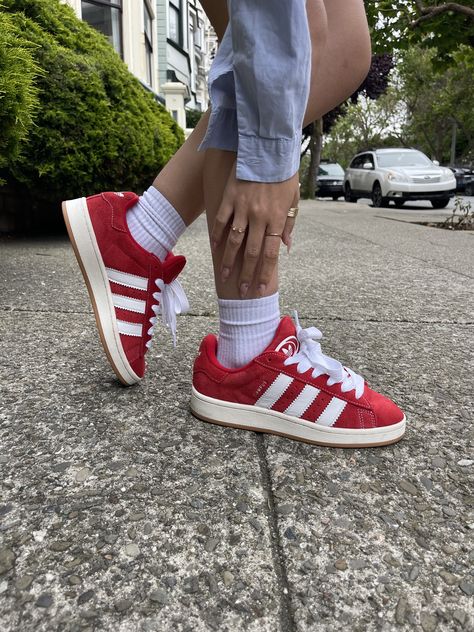 @ milaavaldivia must have shoe Red Adidas Shoes, Shoes Wishlist, Campus Adidas, Adidas Campus 00s, Basket Style, Adidas Shoes Women, Outfit 90s, Fresh Shoes, Adidas Campus