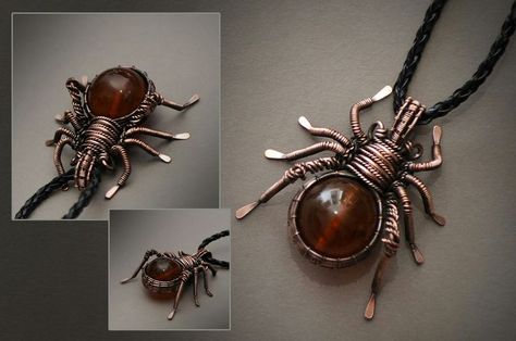 Art Fil, Wire Wrapped Stone Jewelry, Wire Jewelery, Wire Wrap Jewelry Designs, Wire Wrapped Jewelry Diy, Copper Wire Jewelry, Bijoux Fil Aluminium, Wire Jewelry Designs, Insect Jewelry