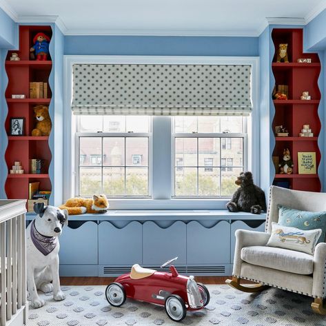 CooperBuild (@cooper_build) • Instagram photos and videos Red And Blue Interior, Blue And Red Nursery, Baby Blue Bedroom, Boys Room, Boy Room Red, Blue Playroom, Baby Blue Bedrooms, Blue Kids Room, Vintage Kids Room