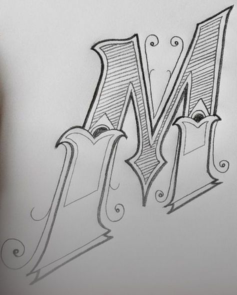 Letter M Design Art, M Letter Drawing, M Graffiti Letter, M Drawing Letter, Letter M Drawing, Graffiti Letter M, Letter Drawings, Cute Drawings For Him, Fancy Letter M