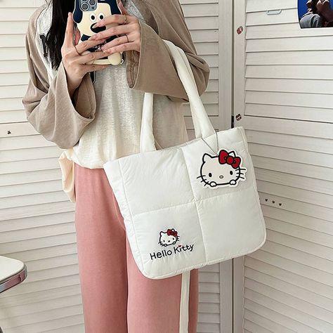 𐙚 Sanrio puff shoulder bags 𐙚 Price- 1350 + international shipping Dm to order Takes 4-7 to deliver once preorders submitted . . . . . . #sanrio #sanriocore #shoulderbags #puff bags #shopsmall #aesthetic Eco Materials, Kawaii Outfit, Fabric Tote Bag, Kawaii Hello Kitty, Cute Shopping, Mom Bags, Kuromi Cinnamoroll, Fabric Tote Bags, Fabric Tote