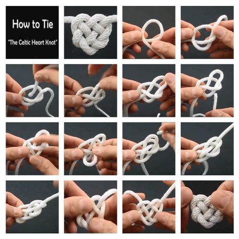 How to tie a celtic heart Celtic Knot Tutorial, Celtic Heart Knot, Decorative Knots, Paracord Knots, Heart Knot, Boyfriend Crafts, Knots Diy, Celtic Heart, Macrame Knots