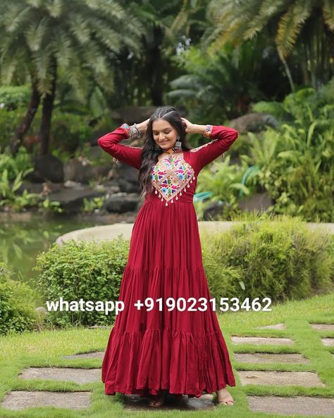 Price: 2450/-❣️ whatsapp us on +919023153462✔️ Rayon Fabric With Kutchi Gamthi Work Designer Beautiful Navratri Wear Red Gown #RayonFabric #KutchiGamthi #NavratriWear #RedGown #DesignerGown #TraditionalWear #FestiveFashion #ElegantNavratri #CulturalFashion #HandcraftedDesign #DesignerDress #EthnicWear #NavratriStyle #RichEmbroidery #BeautifulGown #TraditionalGown #FashionForFestivals #UniqueDesign #VibrantRed #FestiveElegance Navratri Gown, Gamthi Work, Ed Design, Traditional Gowns, Wear Red, Red Gowns, Designer Gowns, Rayon Fabric, Wearing Red