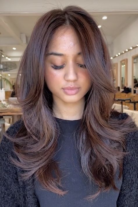 Hair Color For Tan Skin, Hair Color Swatches, Hair Color For Brown Skin, Mahogany Hair, Mocha Hair, Coffee Hair, Black Hair Balayage, Haircuts For Long Hair With Layers, Chestnut Hair Color