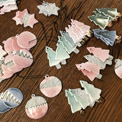 Handmade Ceramic Christmas Ornaments, Christmas Ceramic Ornaments, Pottery Charms, Ceramic Ornaments Pottery, Pottery Christmas Ornaments, Christmas Ornaments Pottery, Ceramic Ornaments Christmas, Christmas Ceramics, Ceramic Christmas Decorations