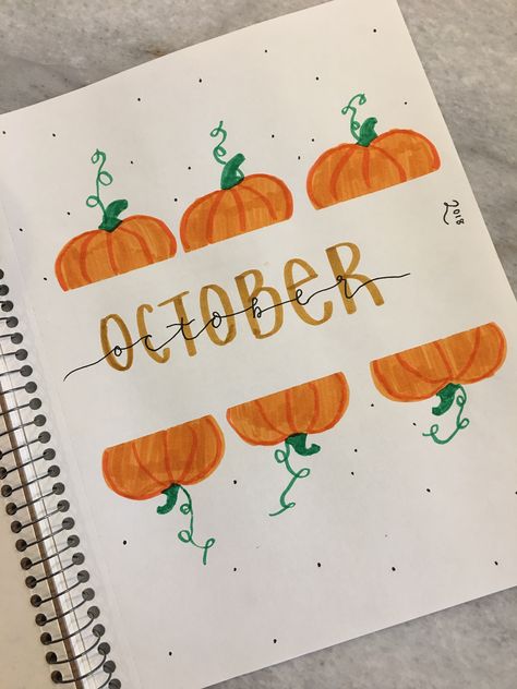 cover page for october’s bullet journal! Bullet Journal Halloween, Bullet Journal October, Bullet Journal Month, Bullet Journal Page, Bullet Journal 2020, Bullet Journal 2019, Bullet Journal Ideas Templates, Creating A Bullet Journal, Bullet Journal Cover Page