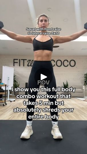 44K views · 293 reactions | Try this at home full body dumbbell only combo move workout!! #combomovements #athomeworkout #dumbbellworkout #dumbbellonlyworkouts #5minworkout #athomeworkoutvideos | Courteney Fisher Workouts | Courteney Fisher Workouts · Original audio Combo Moves With Weights, Combo Workout Moves, 5 Min Workout, Full Body Dumbbell, Weight Exercises, Quick Workouts, Short Workouts, Front Raises, Lateral Raises