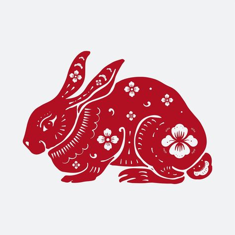 Chinese Zodiac Tattoo, Chinese New Year Rabbit, Chinese Rabbit, Rabbit Png, Animal Zodiac, Rabbit Vector, Rabbit Drawing, Zodiac Years, Rabbit Tattoos